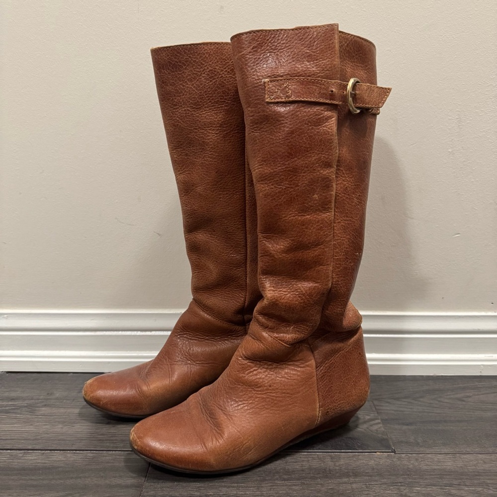 Steve Madden Intyce Cognac Brown Heeled Leather Boots